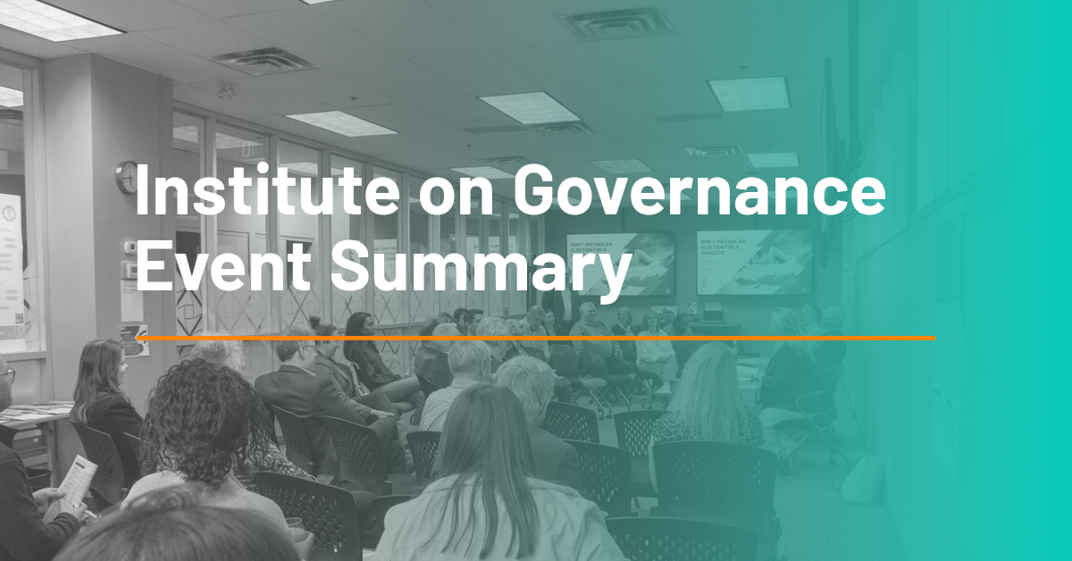 Institute on Governance Event Summary