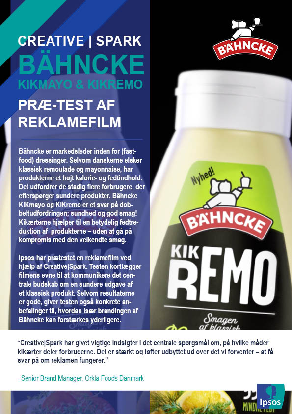 Bähncke kampagnebillede af KIKremo og KIKmayo produkter | Ipsos | Præ-test af reklamer