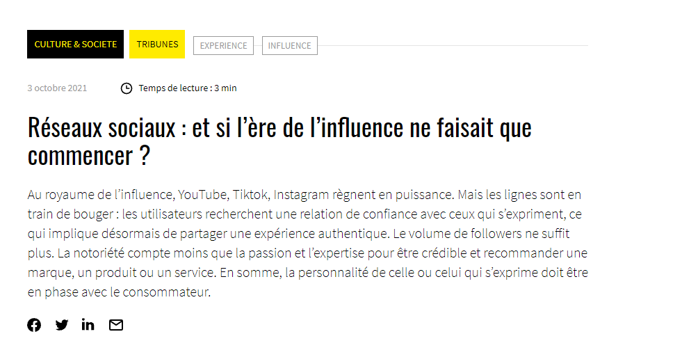 INfluencia Mathilde Guinaudeau réseaux sociaux
