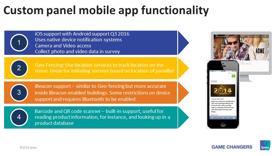 Custom panel mobile app functionality