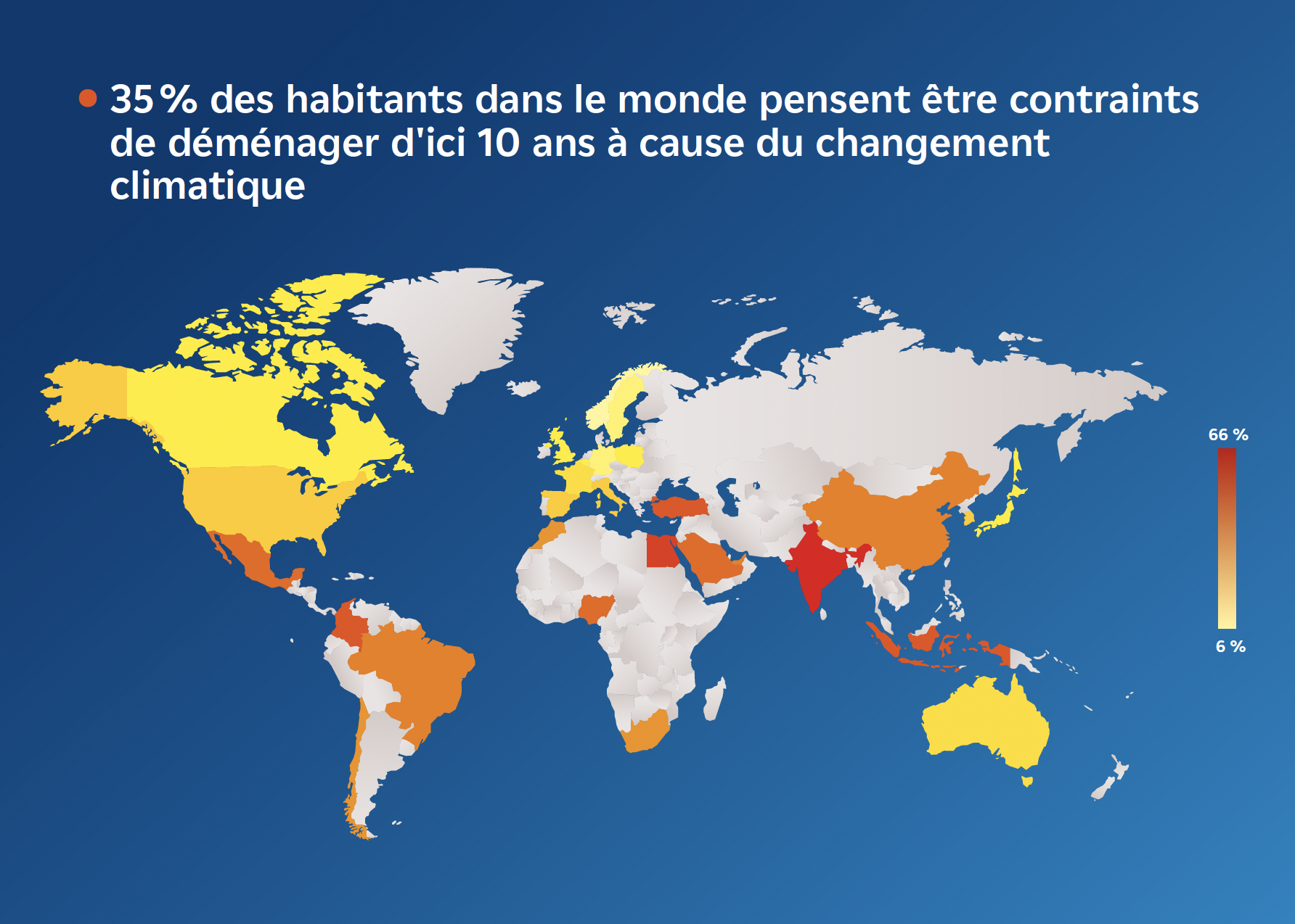 35 % des habitants dans le monde pensent être contraints de déménager d'ici 10 ans à cause du changement climatique