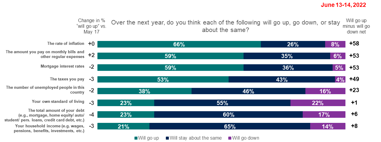 Bar graph showing Americans levels of concern over various issues regarding their spending habits