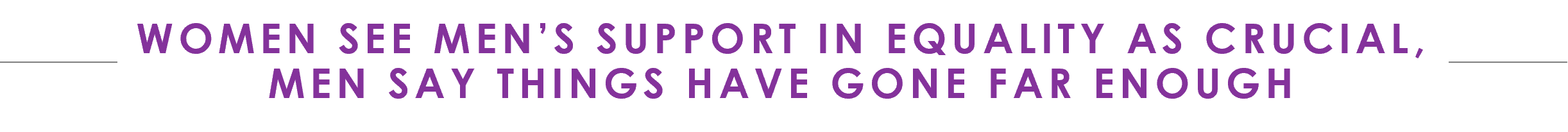 Women see men's support in equality as crucial, men say things have gone far enough.