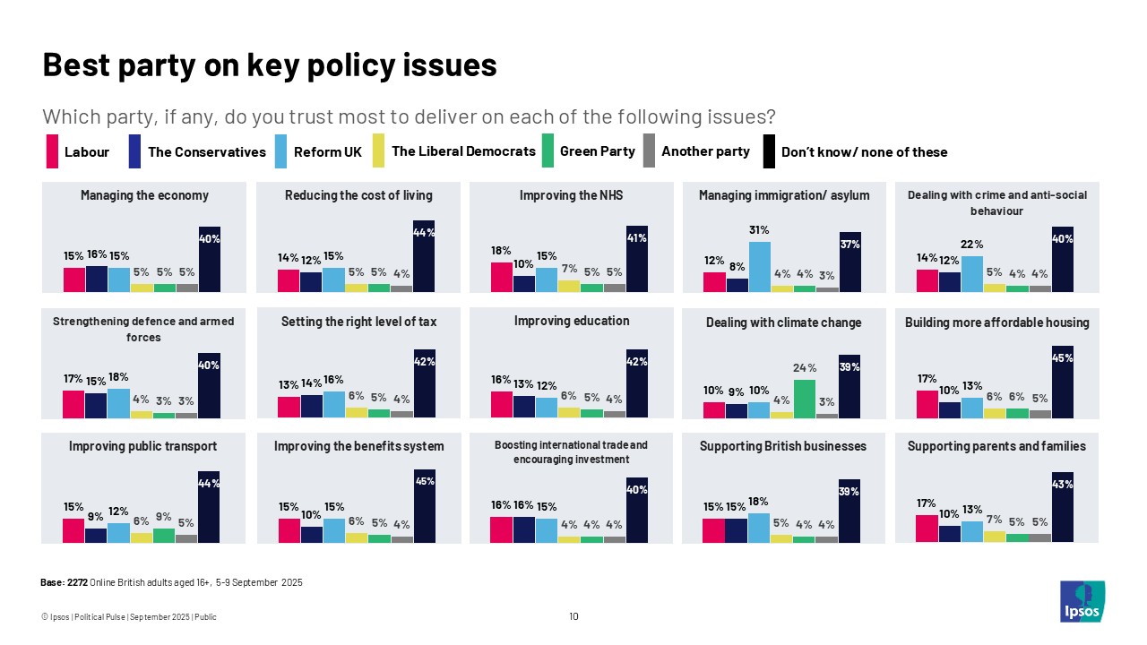 Best party on key policy issues