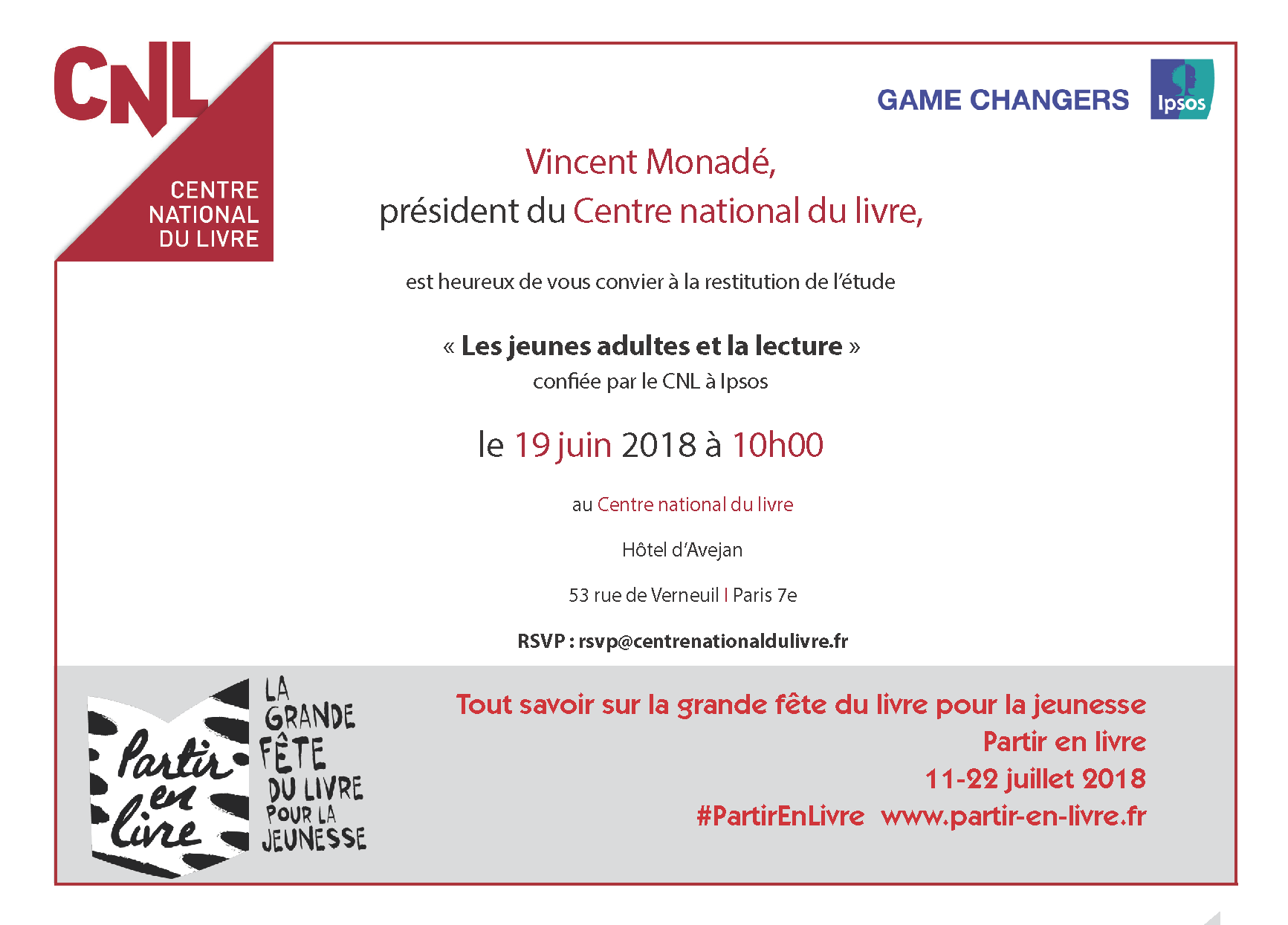 Invitation - Restitution étude jeunes adultes et la lecture