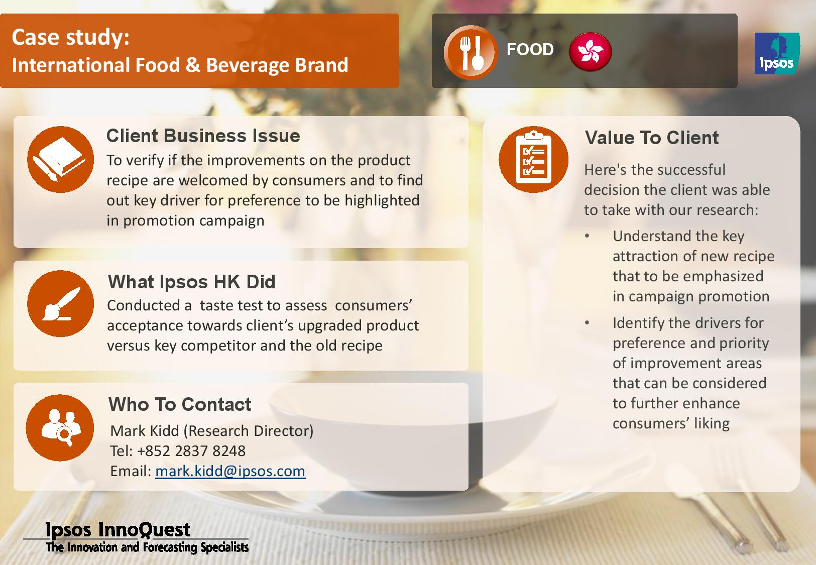Case Study Food And Beverage