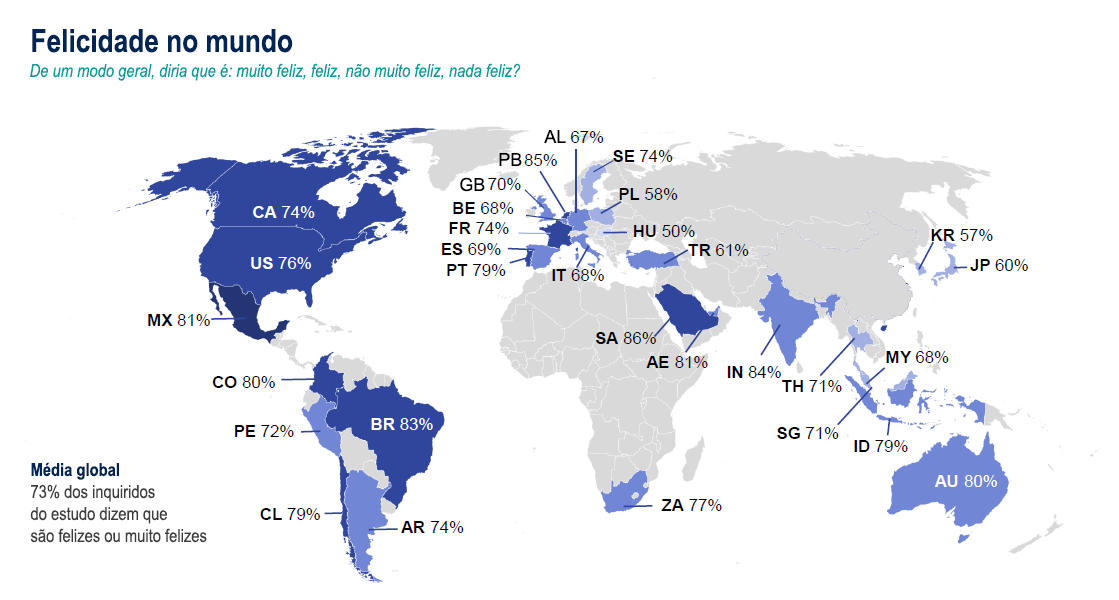 Felicidade no mundo - Global Advisor 2023