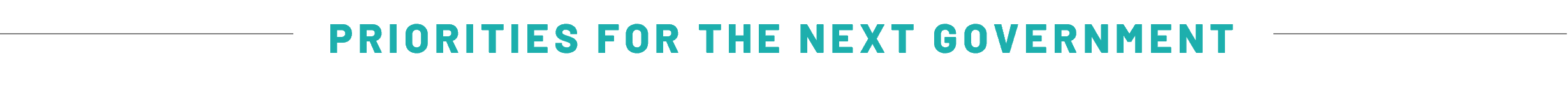 PRIORITIES FOR THE NEXT GOVERNMENT