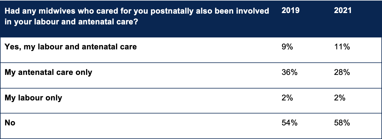 Maternity Survey 2021 table