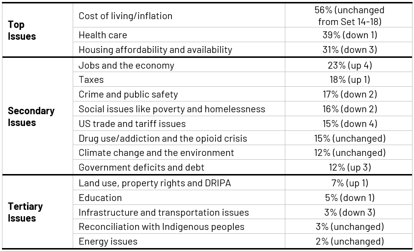 Issues table