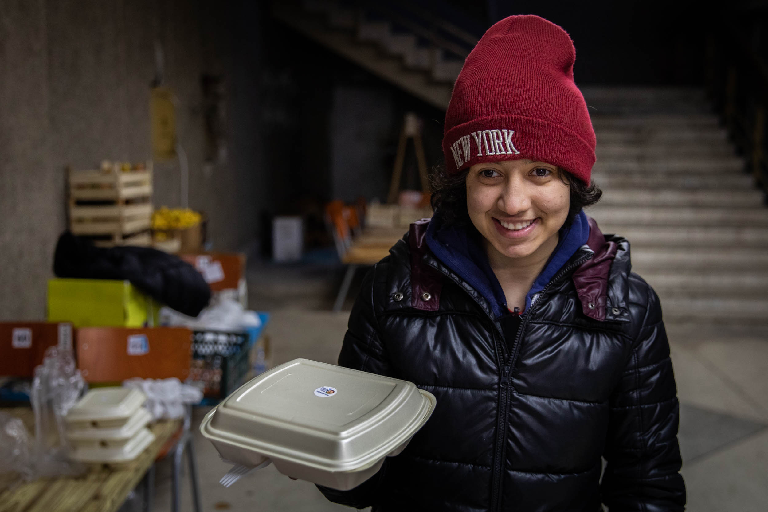 Ekaterina volunteers at a shelter for refugees from Ukraine in neighboring Moldova.
