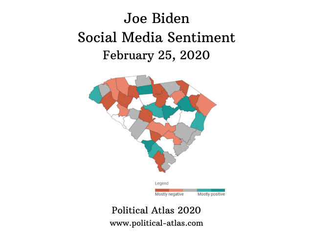 Net sentiment about Biden on social media South Carolina Feb 25