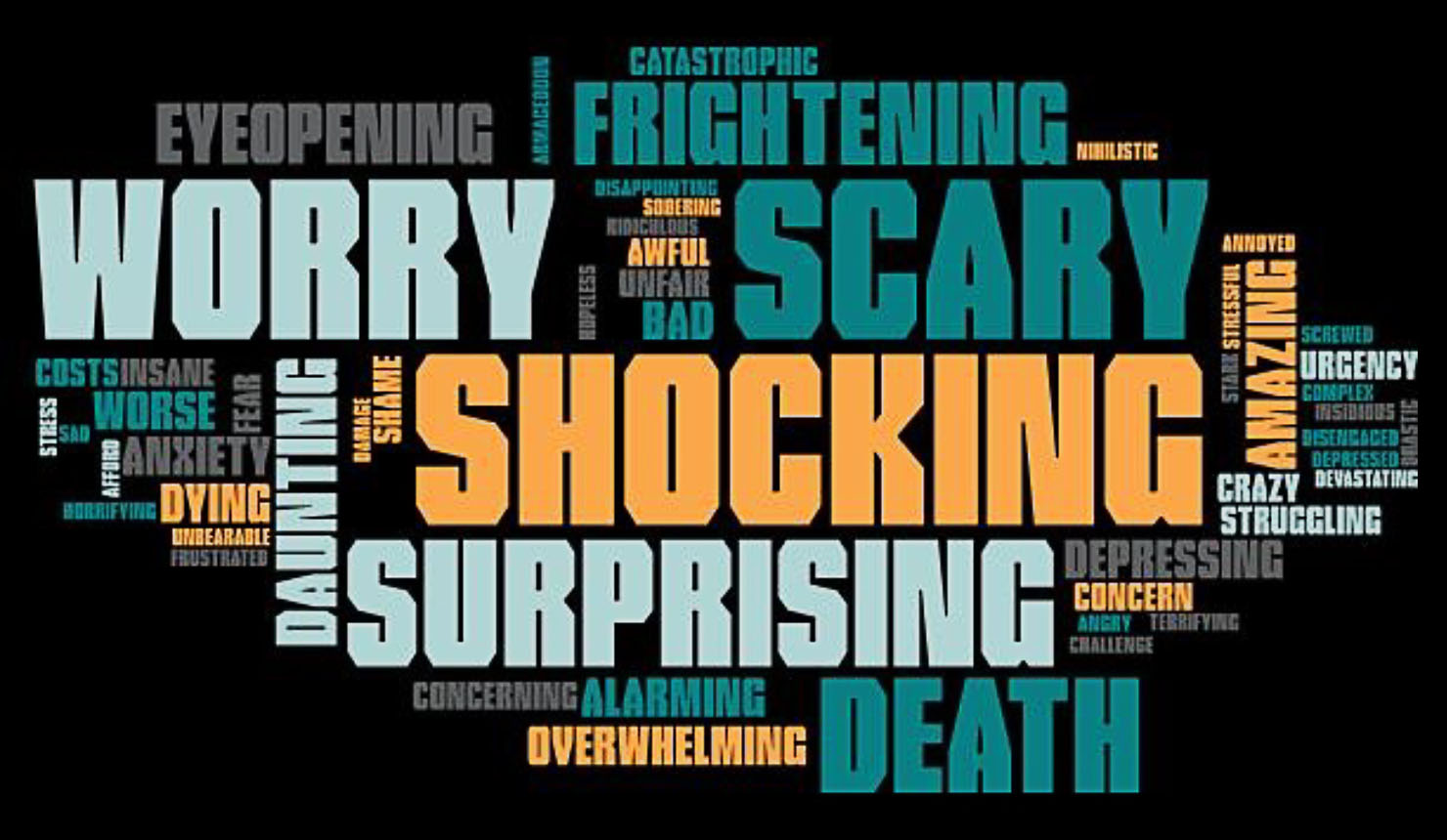 wordcloud with associated concerns of climate change