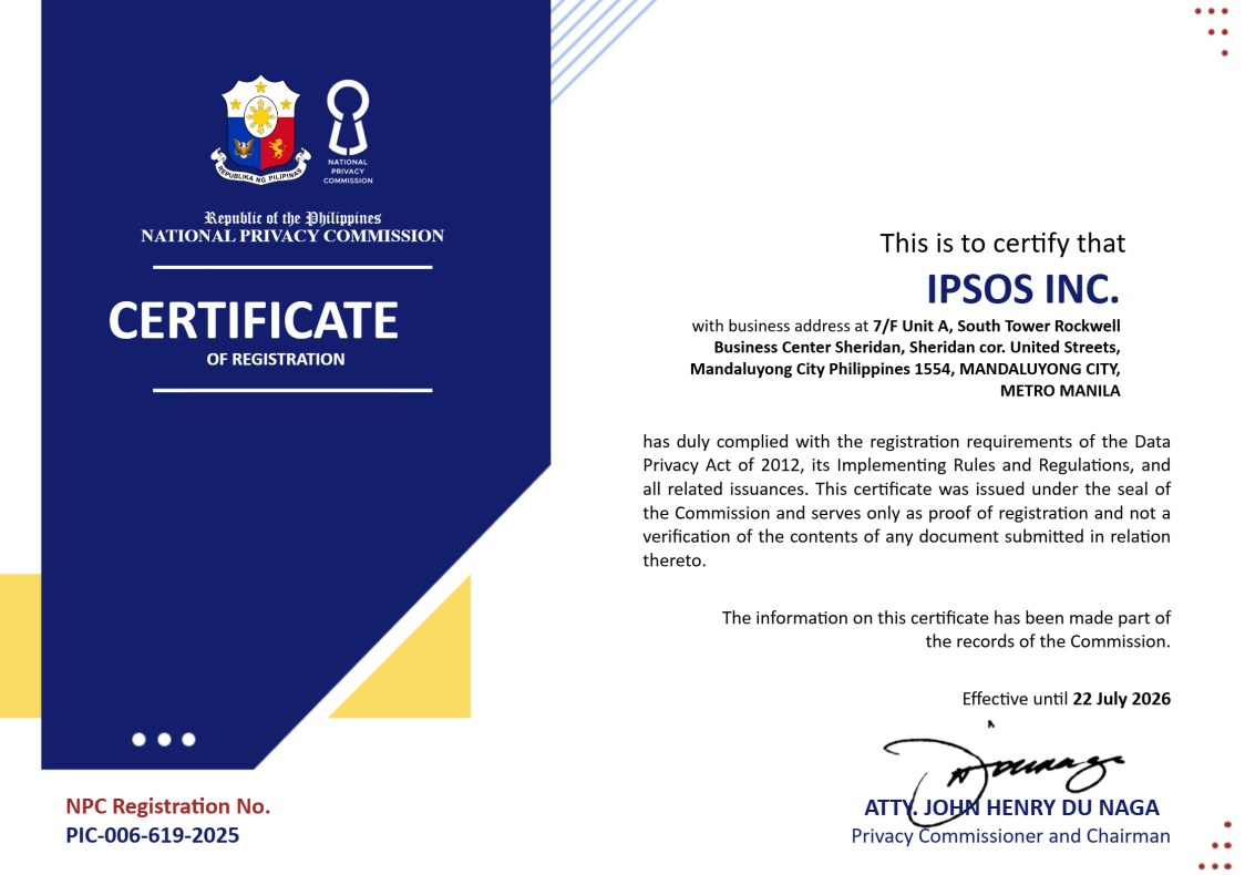 NPC Certificate of Registration - Ipsos Inc.