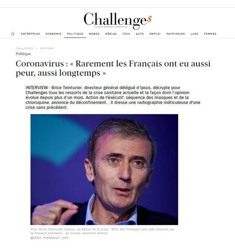 Brice Teinturier décrypte la crise du coronavirus pour Challenges