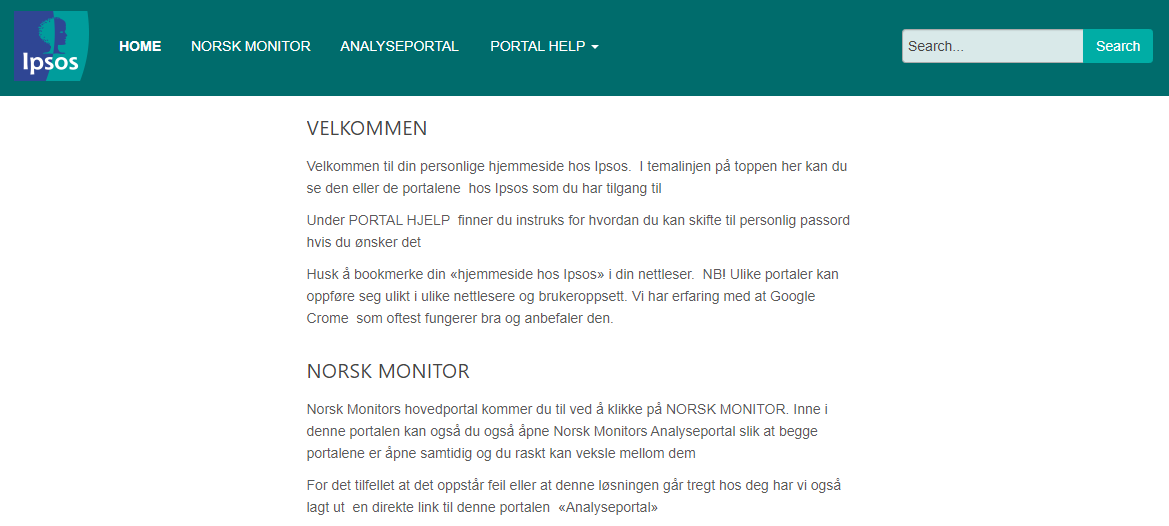 Norsk Monitor Hovedportal