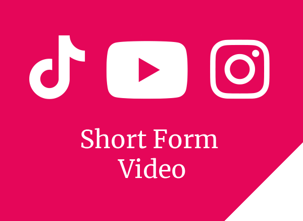 Short Form Video - image with logos of Tiktok, YouTube and Instagram