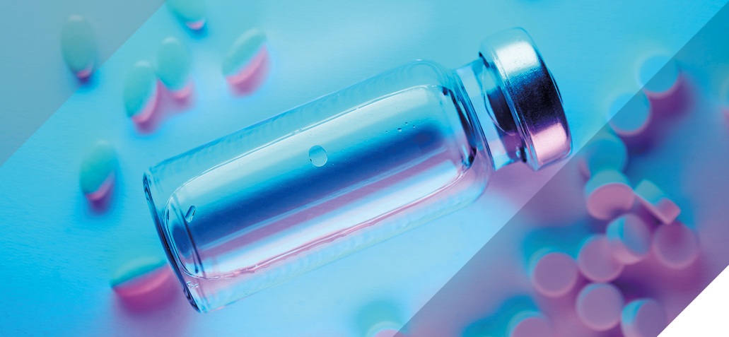 GLP-phial with various white pills