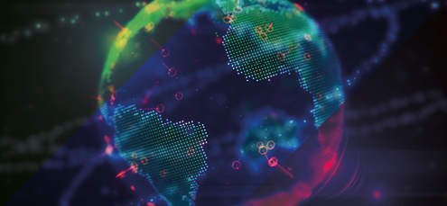Digital rendering of planet earth as data points