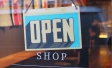 Shop with 'Open' sign in window