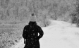 Walking alone in snow