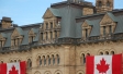 Canadian flags outside Langevin Block