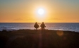 Retired couple at sunset