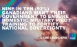 Nine in Ten (92%) Canadians Want their Government to Ensure Domestic Military Pilot Training to Fortify National Sovereignty