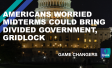 The words "Americans worried midterms could bring divided government, gridlock"