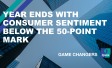 The words "Year ends with consumer sentiment below the 50-point mark"