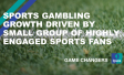 The words "Sports gambling growth driven by small group of highly engaged sports fans "