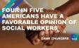 The words "Four in five Americans have a favorable opinion of social workers"