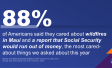 Chart showing that Americans cared most about wildfires in Maui and Social Security
