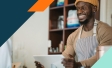 image of barista at a checkout kiosk
