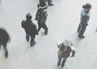 Passers-by seen from above for Ipsos