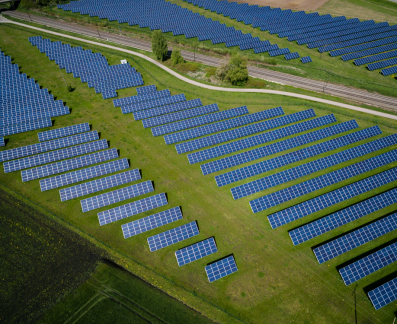 Solar panels in field