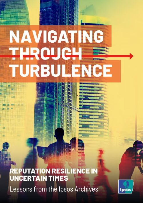 Volume 3: Reputation resilience in uncertain times cover, featuring tall glass buildings and people walking in the foreground