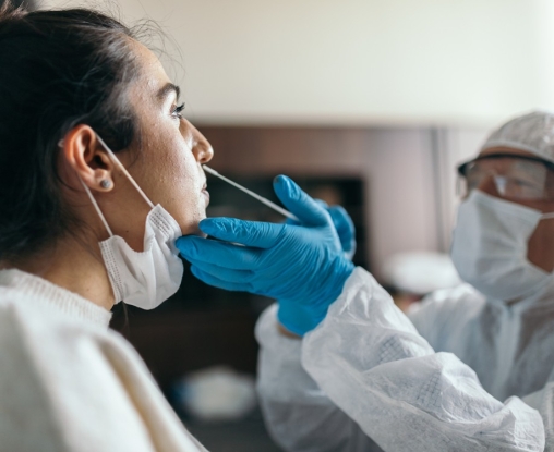 Covid test being taken