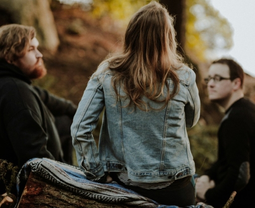 Young people talking outside
