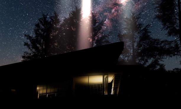 UFO beaming into house