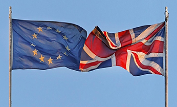 Britain and EU flags