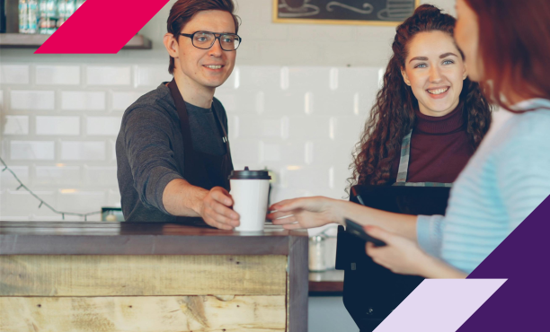 Image showing man serving a cup of coffee