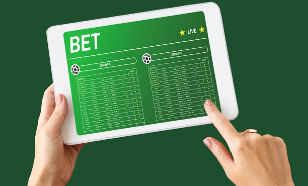 Tablet operando um app de apostas esportivas