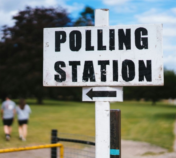 Polling station sign