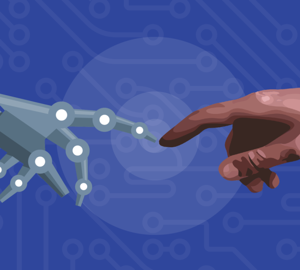 Human and robot hand touching