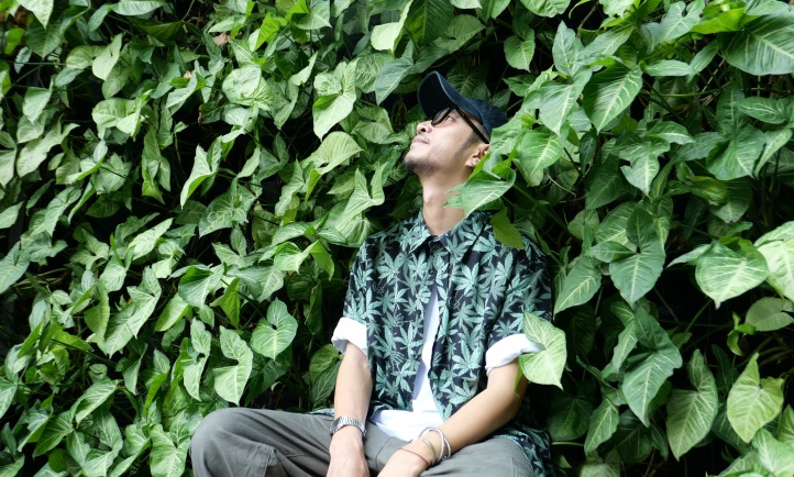 asian man thinking nature