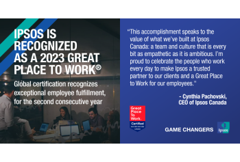 Ipsos is recognized as a 2023 Great Place to Work® in Canada