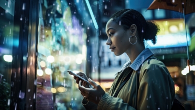 Frau nutzt KI Technologie im Alltag