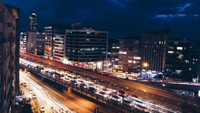 busy road - long exposure at night