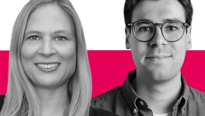 DIe Referent:innen Heidi Neubert und Tim Weber von Ipsos